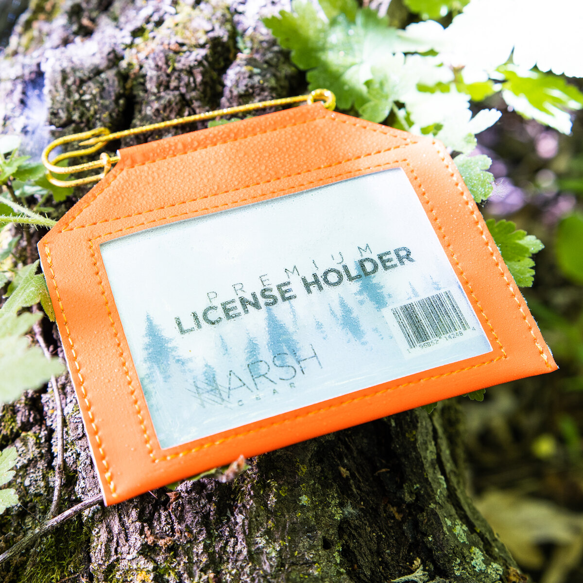 Premium License Holder, Blaze Orange detail