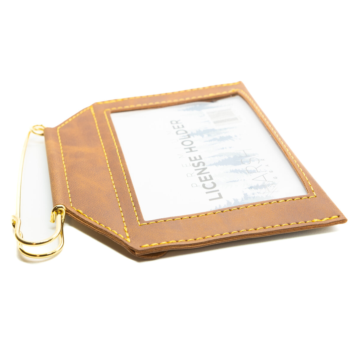 Premium License Holder, Saddle Tan detail