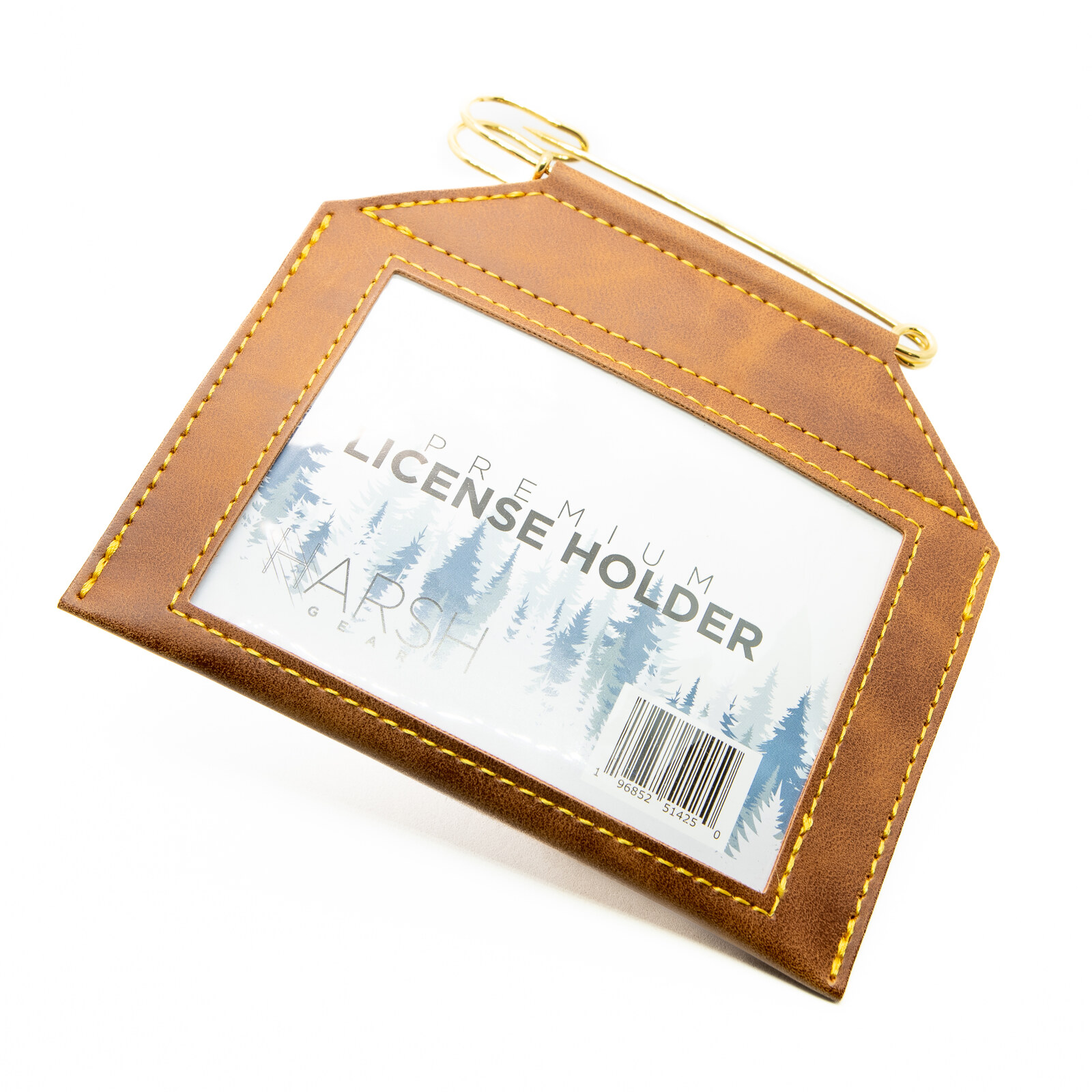 Premium License Holder, Saddle Tan in use
